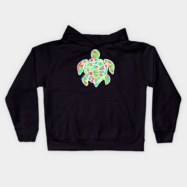 Love life colorful sea turtle Kids Hoodie by Sheila’s Studio